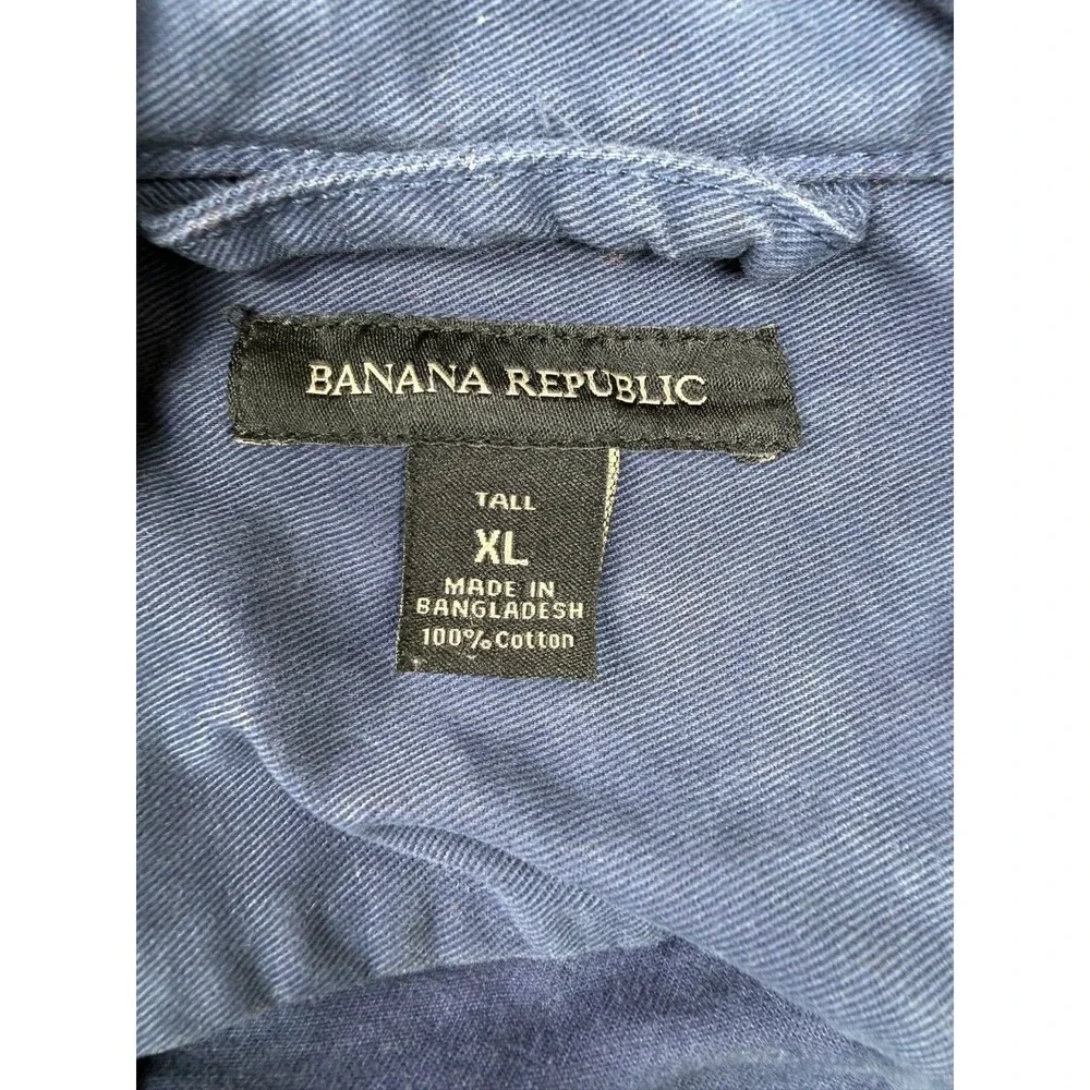 Banana Republic Shirt Mens XLT Blue Long Sleeve Tall Button Up Heavy Weight